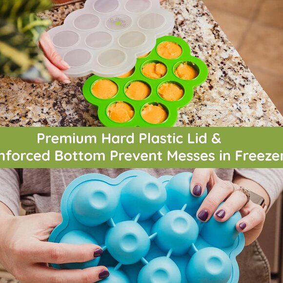 Baby Food Freezer Tray w/ Clip-On Lid ā 10 Section Silicone - Picture 2 of 3